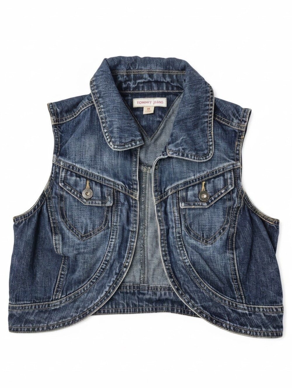 Vintage Y2K Tommy Jeans Cropped Denim Bolero Vest Medium 2005